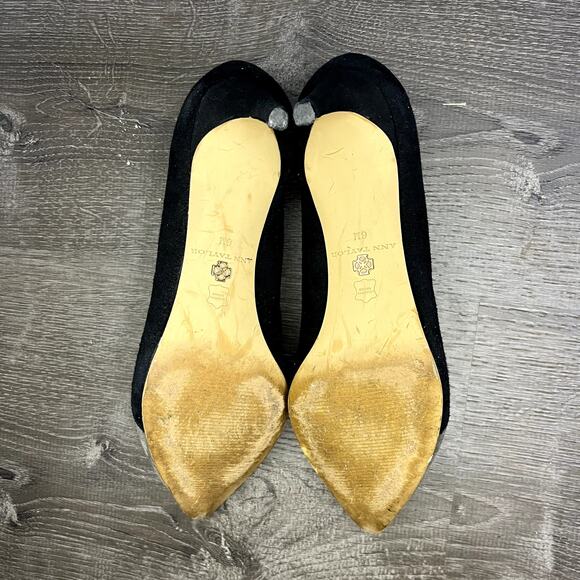 Ann Taylor Color Block Suede Pointed Toe Pumps Black and Gray Size 6 - Picture 6 of 6